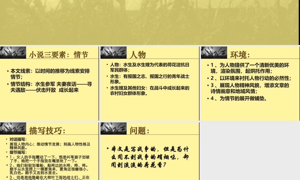 《荷花淀》学习重点