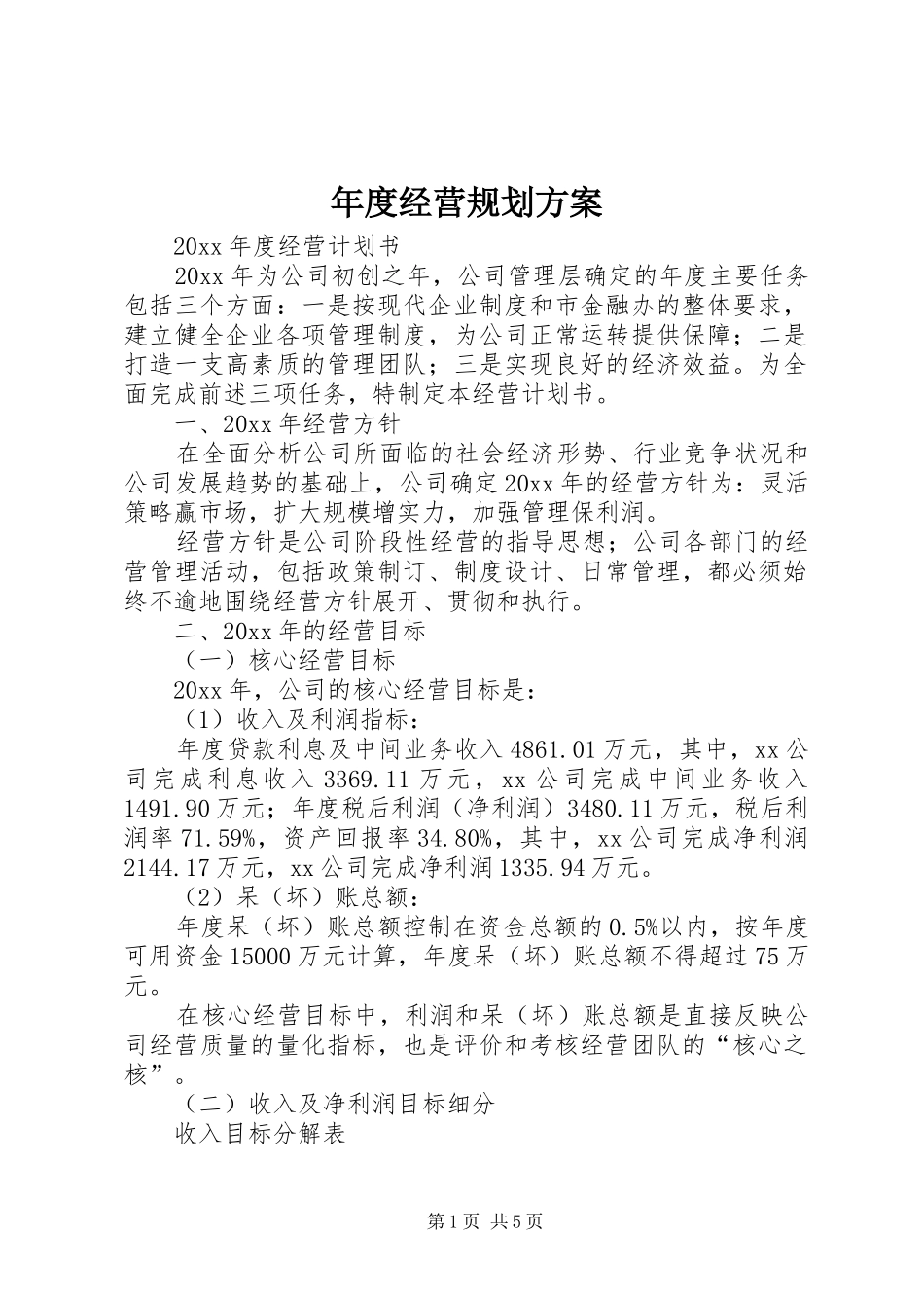 年度经营规划方案_第1页