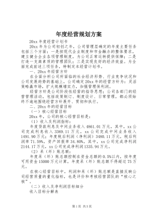 年度经营规划方案