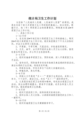 统计局卫生工作计划