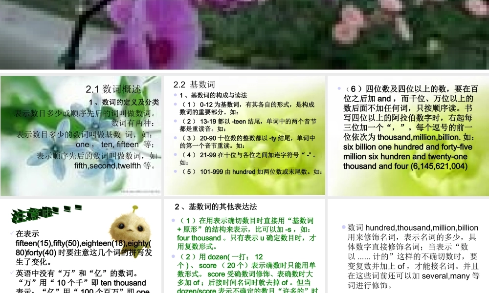 初中英语语法-数词PPT课件 (2)