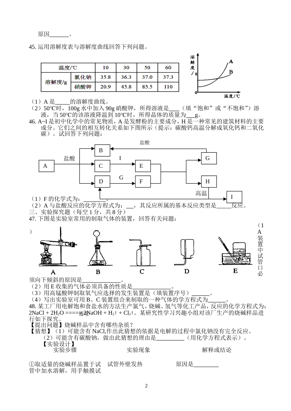 2013年南漳县中考适应性考试化学部分_第2页