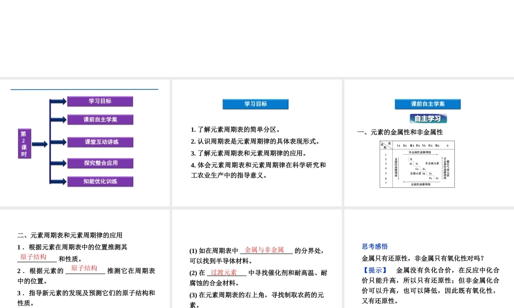 三、元素周期表和元素周期律的应用