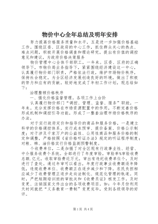 物价中心全年总结及明年安排
