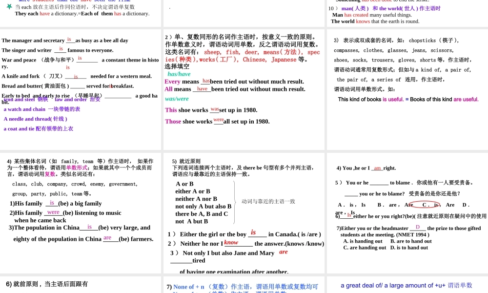 高三英语主谓一致得分策略