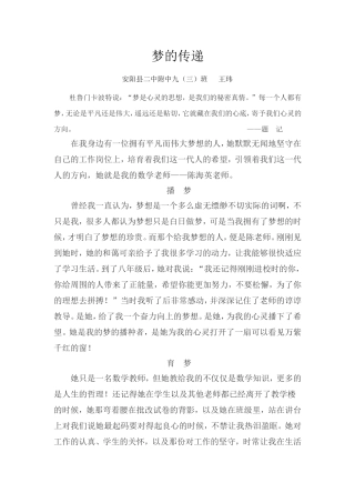 梦的传递---王玮