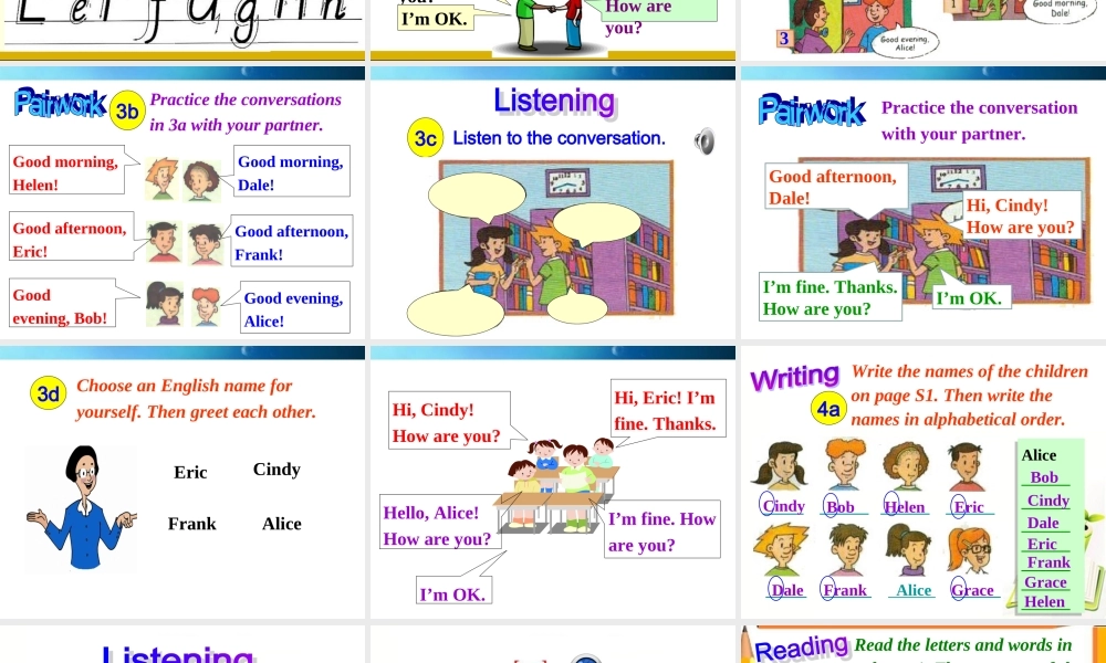 初中一年级英语上册预备篇StarterUnit1Goodmorning!第二课时课件