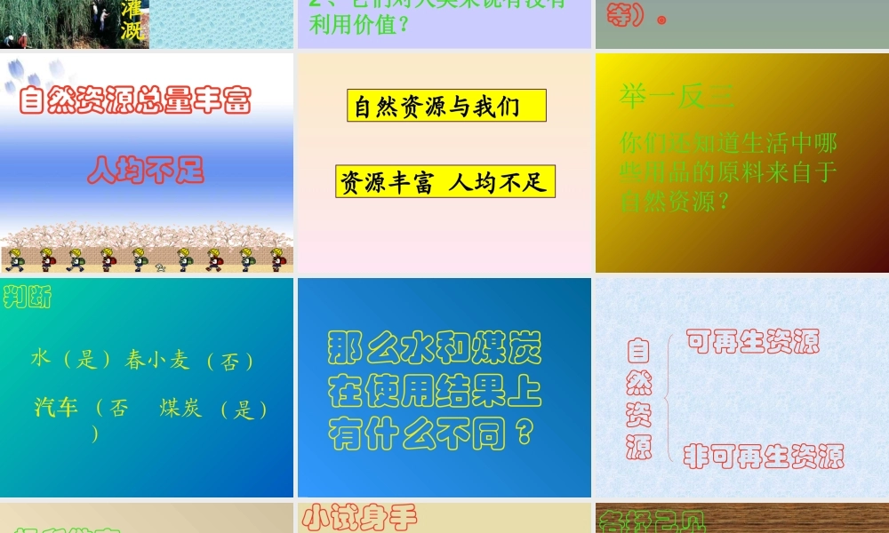 八年级地理上册：第三章第一节：自然资源总量丰富