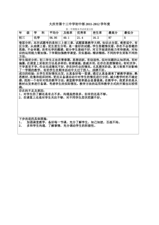 初三化学质量分析表2011