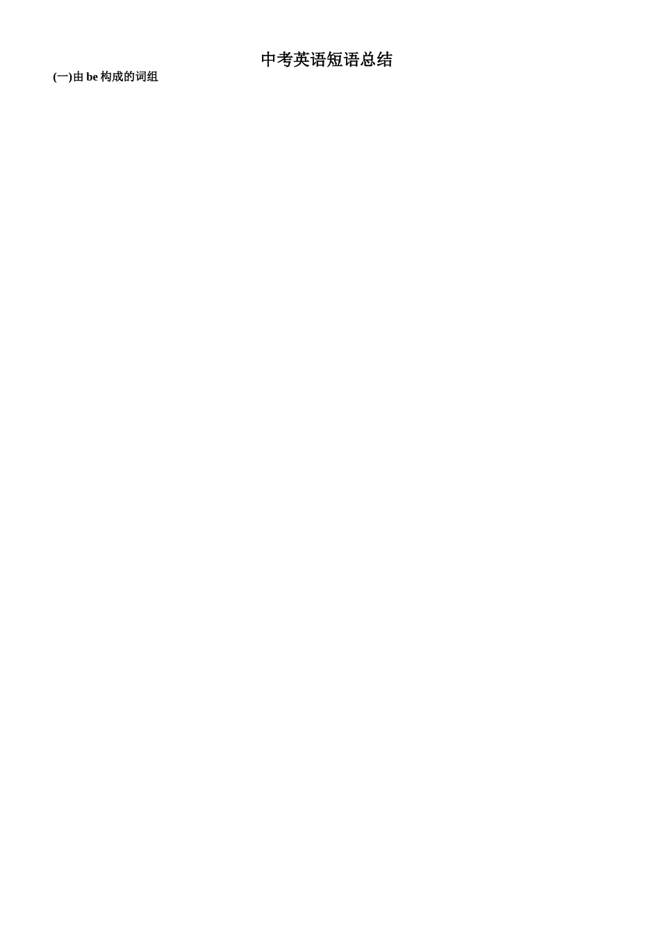 中考英语常用短语总结(精品)_第1页