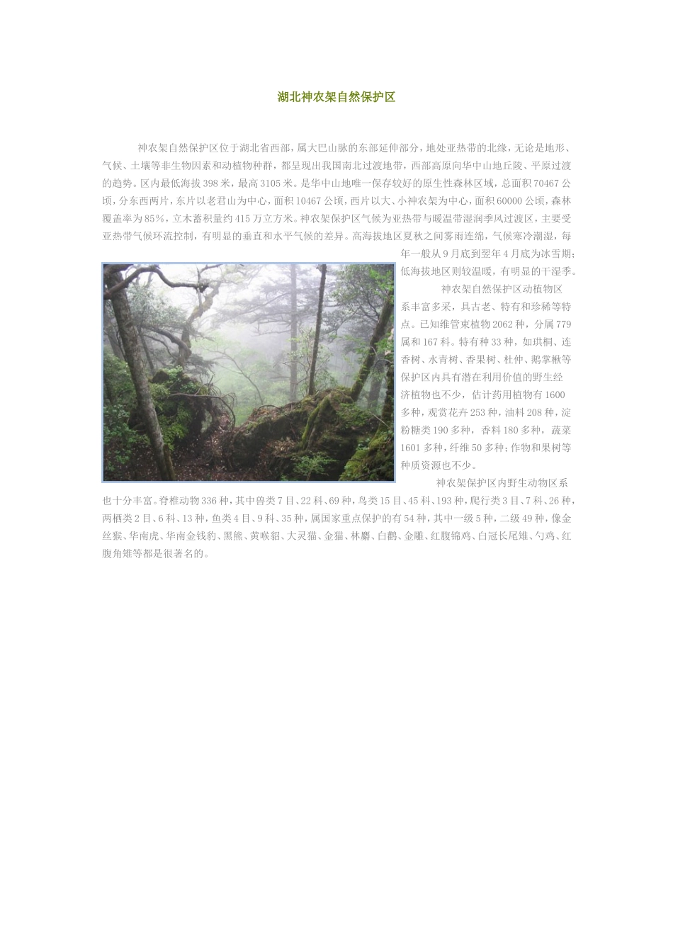 湖北神农架自然保护区_第1页