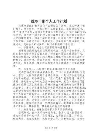 挂职干部个人工作计划