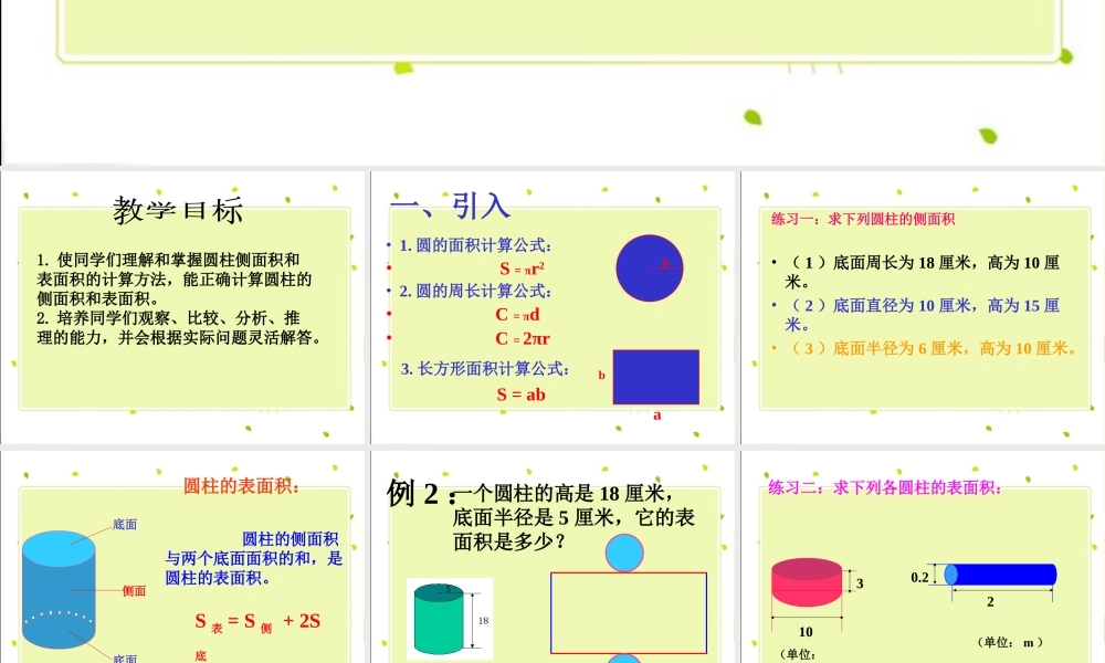 人教新课标数学六年级下册《圆柱的表面积_6》PPT课件