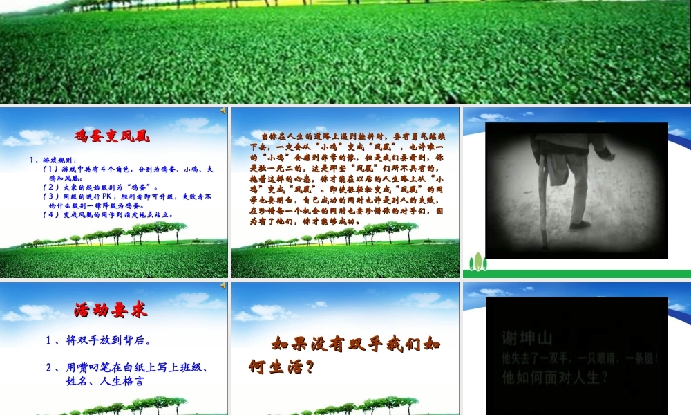 绽放生命的光彩（主题班会心理课）