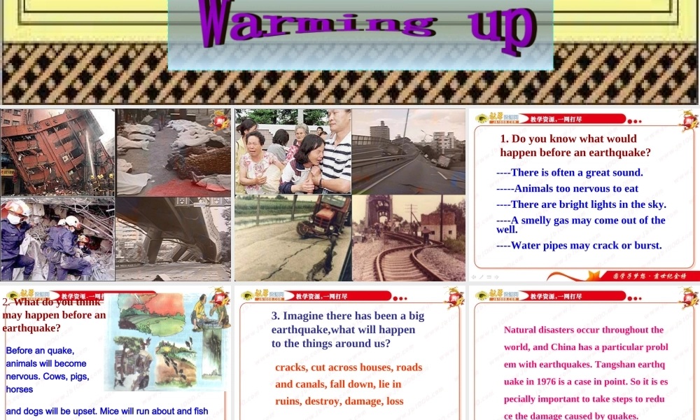 英语：Unit4《Earthquakes》课件-Warmingup（新人教版必修1）