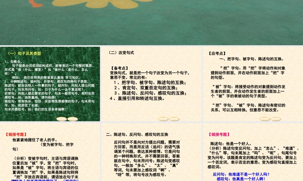 小学六年级语文总复习句子部分