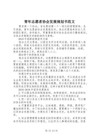 青年志愿者协会发展规划书范文