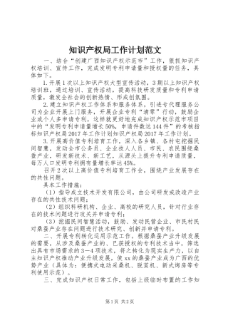 知识产权局工作计划范文