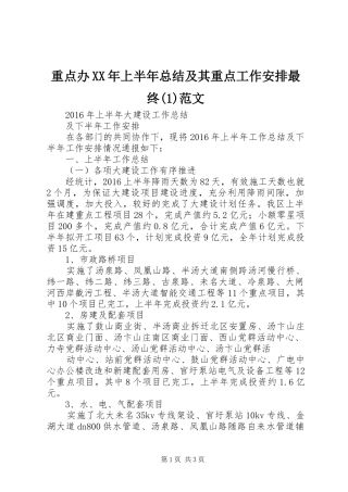 重点办XX年上半年总结及其重点工作安排最终(1)范文