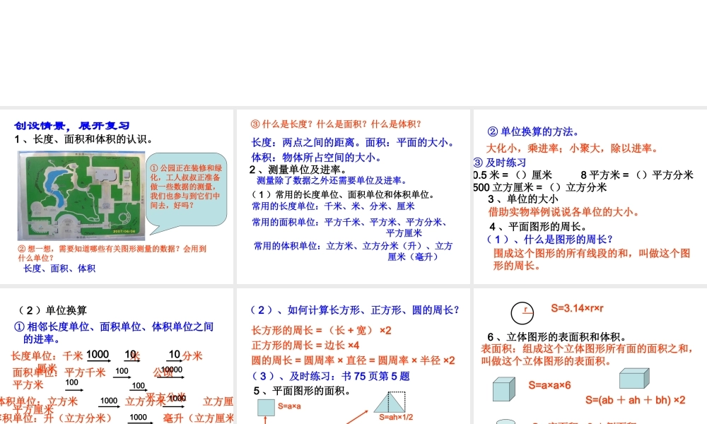 北师大版六年级下册总复习课件《图形与测量》