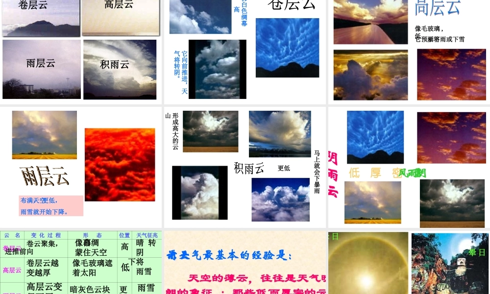 初中一年级语文上册第四单元17看云识天气第一课时课件