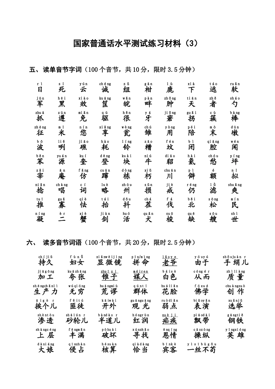 国家普通话水平测试练习材料(2)_第3页