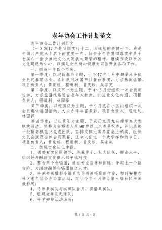 老年协会工作计划范文