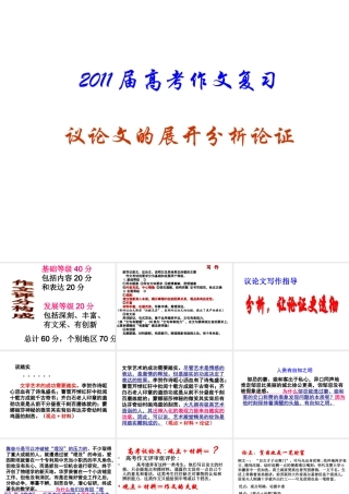 2011届高考作文复习：议论文的展开分析论证