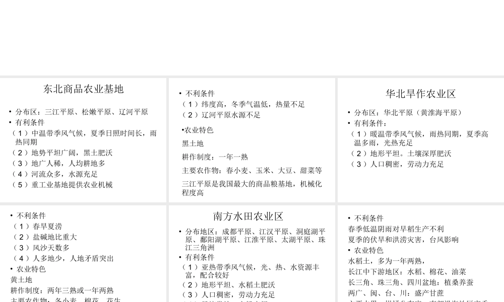 我国主要农业区区位条件