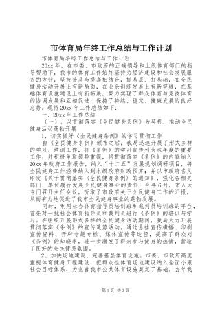 市体育局年终工作总结与工作计划