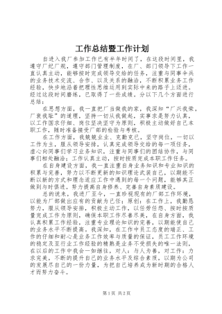 工作总结暨工作计划