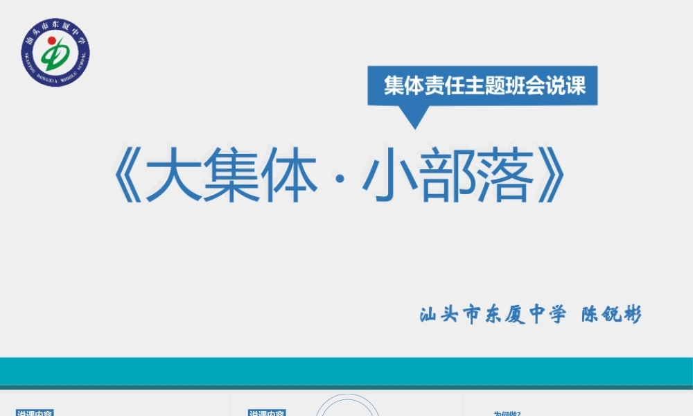 《大集体·小部落》集团责任主题班会说课