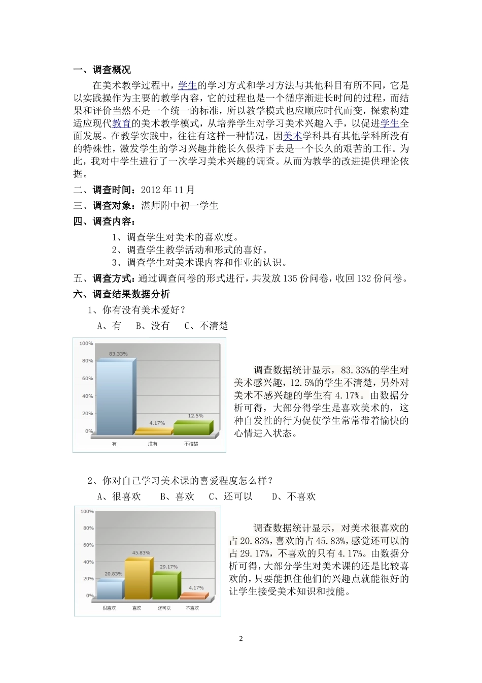 中学生学习美术兴趣调查报告_第2页