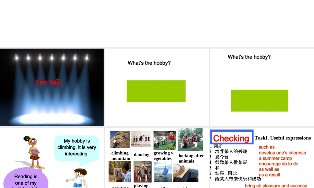 外研版八下课件：Module6HobbiesUnit2Hobbiescanmakeyougrowasaperson