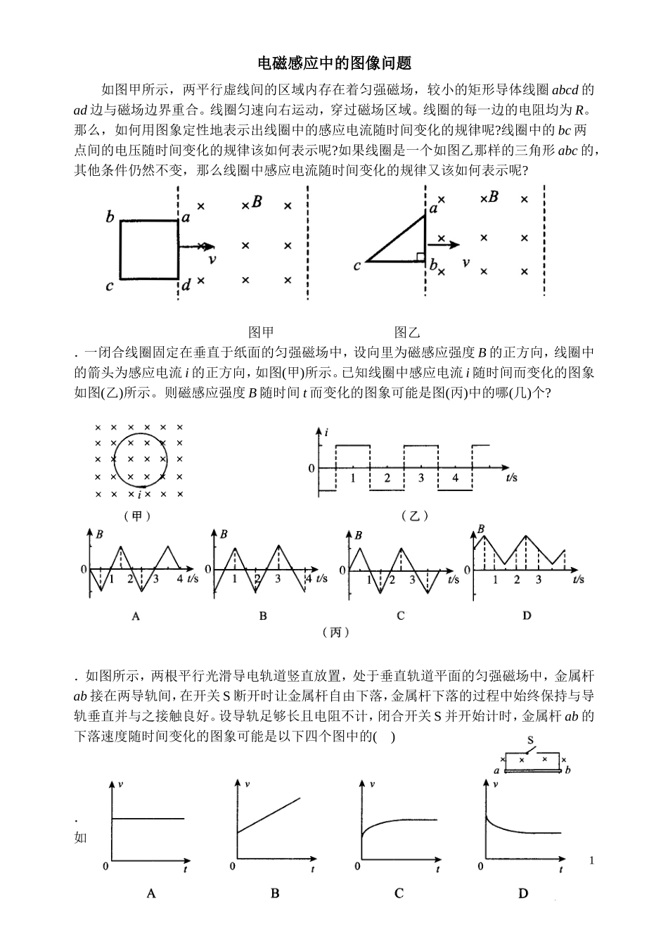 电磁感应中的图像问题2011_第1页