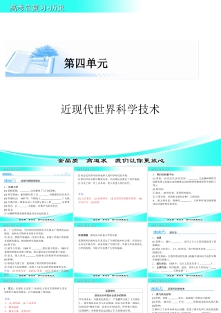 【金版学案】2015届高考历史基础知识总复习精讲课件（考点解析+核心探究+图示解说）：必修三+第四单元++近现代世界科学技术（20张PPT）