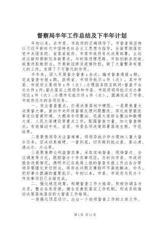 督察局半年工作总结及下半年计划