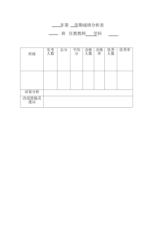 年第学期成绩分析表