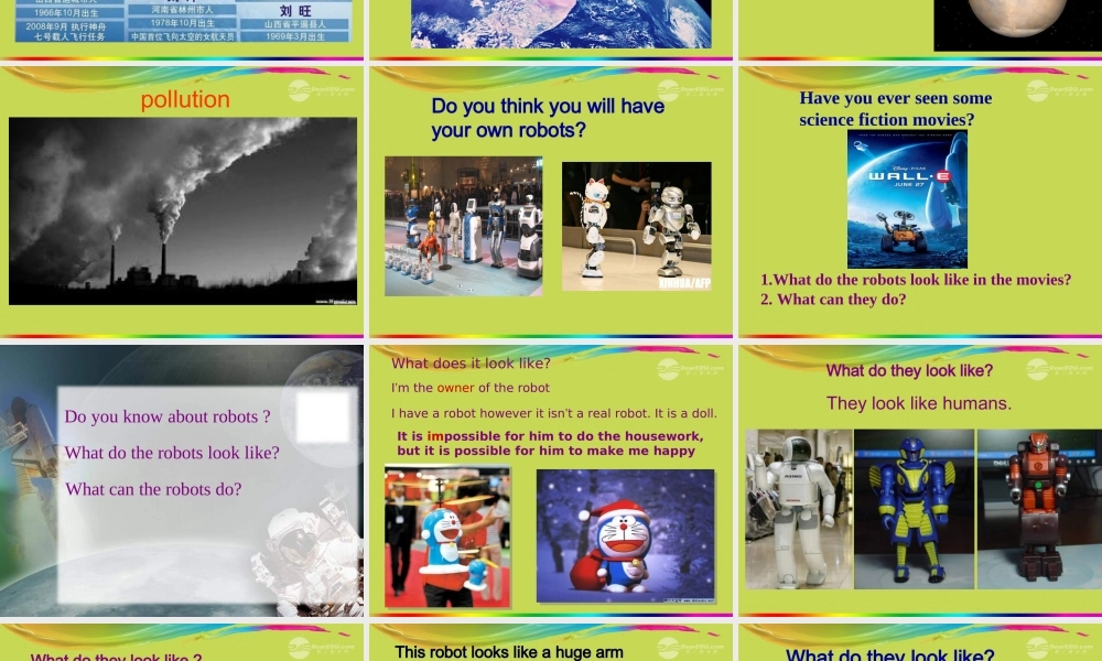 2013年秋八年级英语上册_Unit_7_Will_people_have_robots课件_(新版)人教新目标版