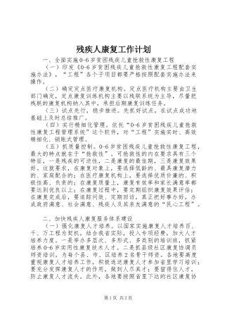 残疾人康复工作计划