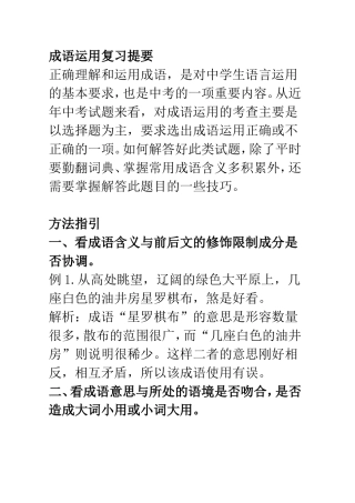 成语运用复习提要