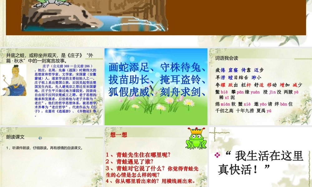 北师大版小学四年级语文《井底之蛙》课件