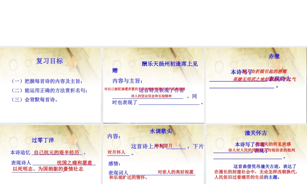 诗词曲五首复习课件