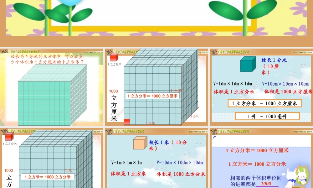 北师大版小学数学五年级下册《体积单位的换算》课件[1]