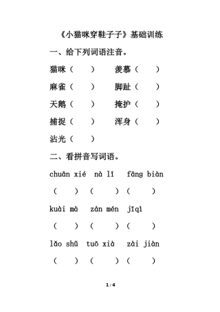 《小猫咪穿鞋子子》基础训练