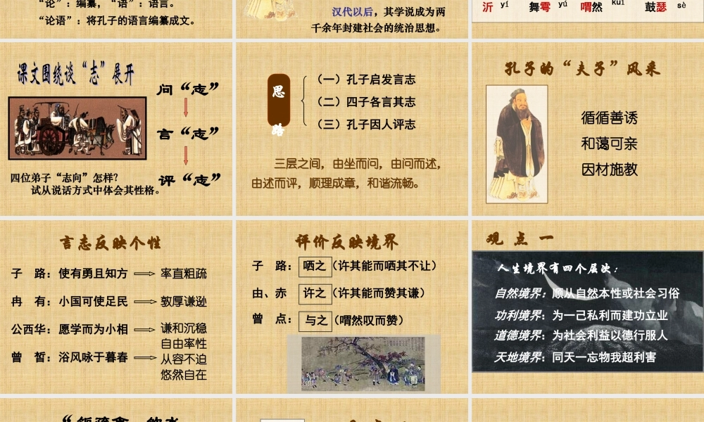 《子路、曾晳、冉有、公西华侍坐》课件