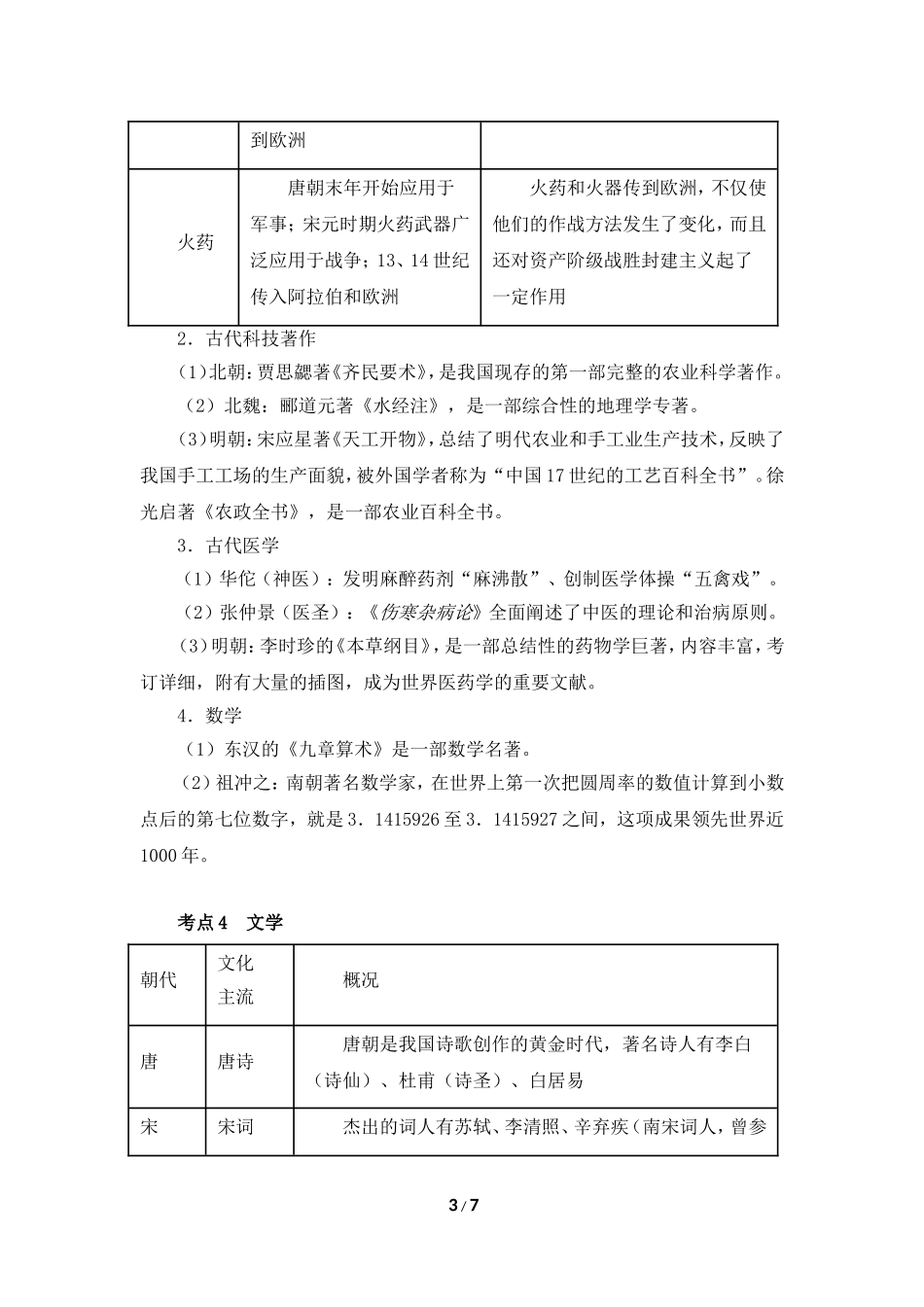 【知识专项】2015中考历史一轮专题复习：专题五____中国古代的科学技术与思想文化_第3页