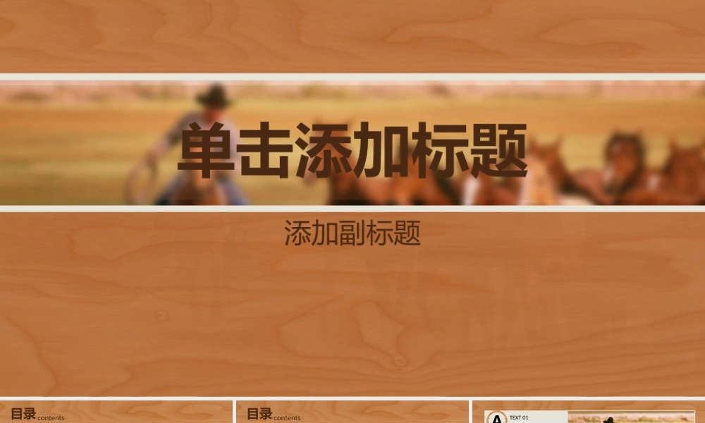 极致简约动画西部牛仔木质风格模板