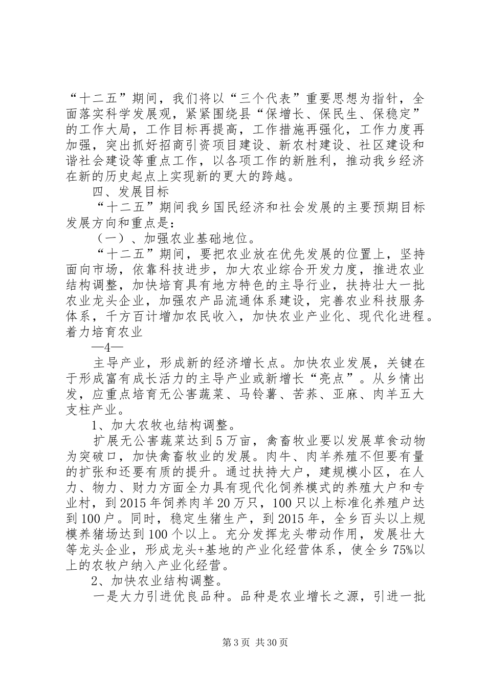 新街乡“十二五”经济社会发展规划_第3页