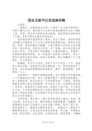 团总支副书记竞选演讲稿